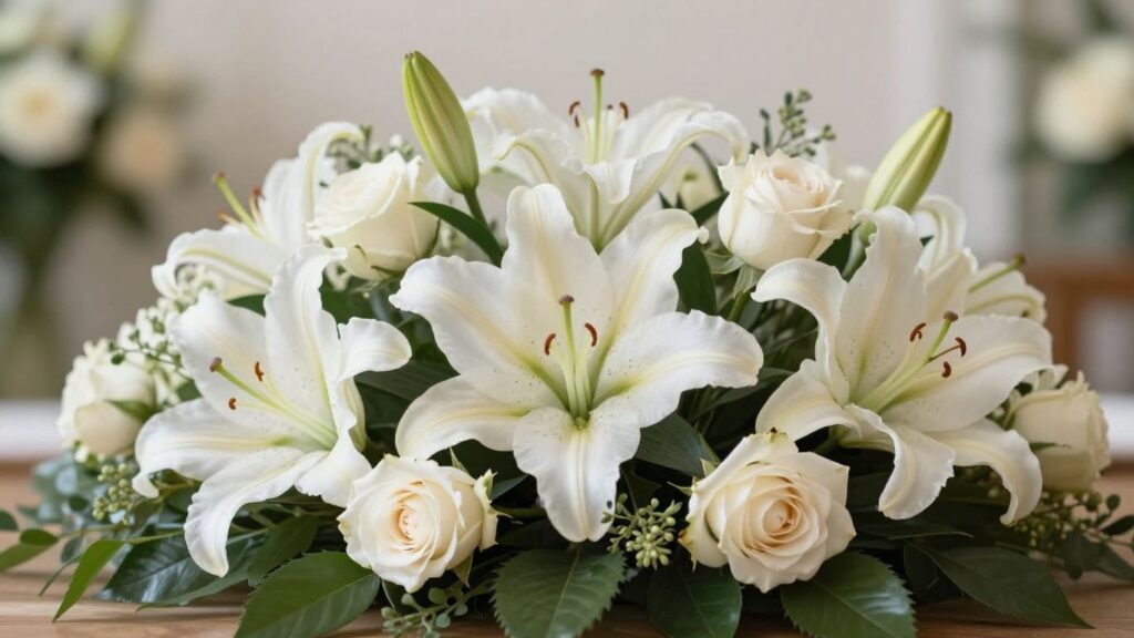 Elegant funeral flowers arrangement in Altona.