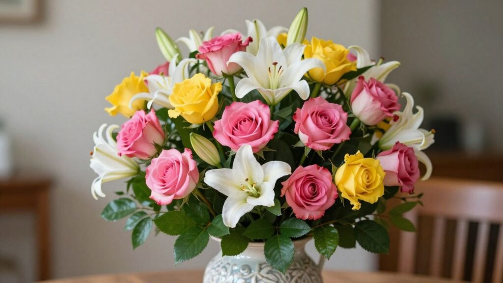 Birthday flowers in a vase for same-day delivery.